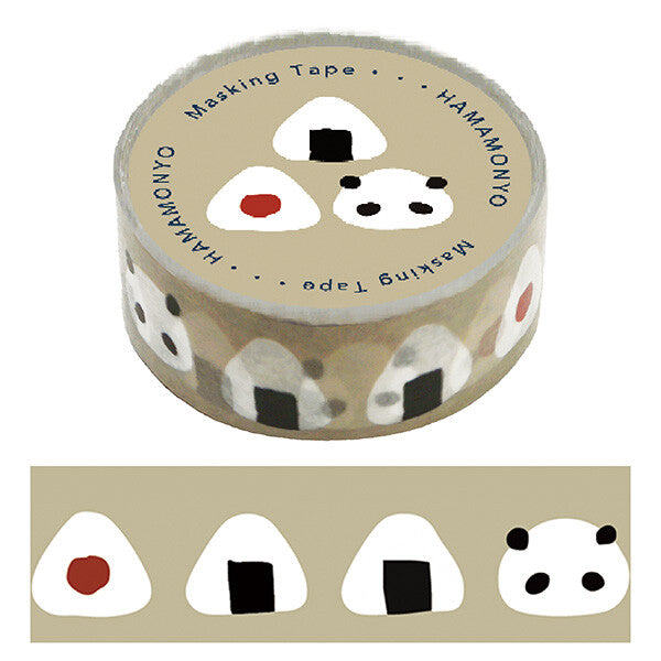 HAMAMONYO Onigiri Panda Masking Tape with onigiri, panda and red umeboshi motifs