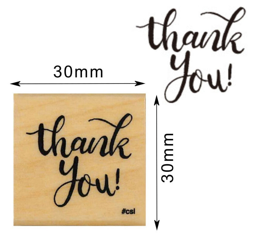 Kodomo No Kao N I LOVE STAMP Thank You wooden rubber stamp with handwritten thank you design