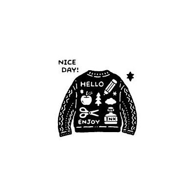 Sanby eric Sweater stamp impression with Nice Day lettering and detailed sweater illustration