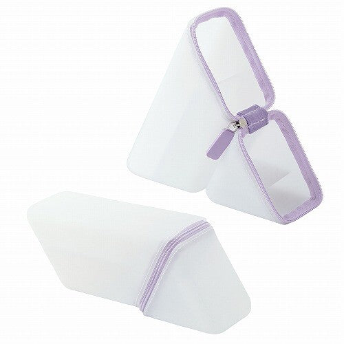 Sonic Kakusta Portable Pen Holder Sheer Silicone Type in White, shown closed and standing open