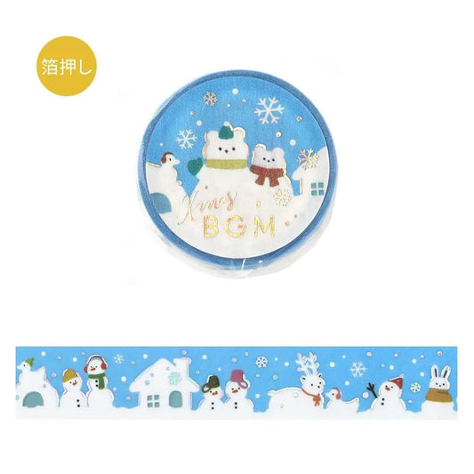 BGM 2026 Christmas Limited Edition – Various Snowmen Foil-Stamped Washi Tape