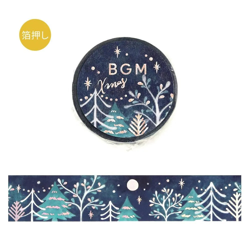 BGM 2026 Christmas Limited Edition – Moonlit Forest Foil-Stamped Washi Tape