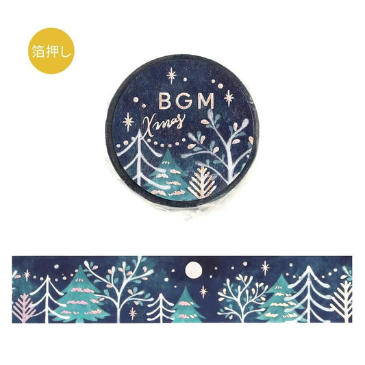 BGM 2026 Christmas Limited Edition – Moonlit Forest Foil-Stamped Washi Tape