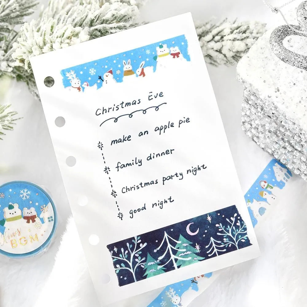 BGM 2026 Christmas Limited Edition – Various Snowmen Foil-Stamped Washi Tape