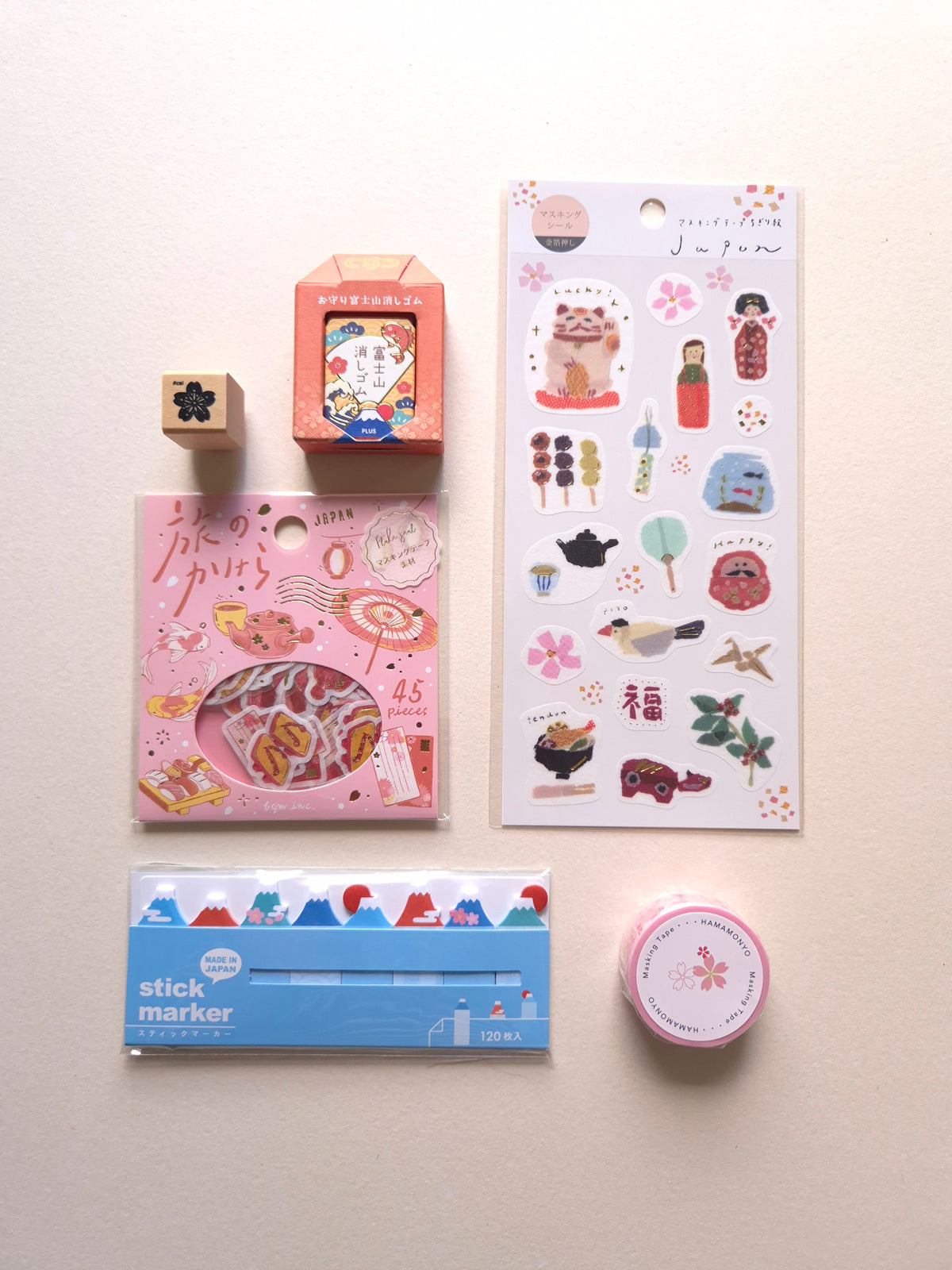 Postcards from Japan Sakura Edition gift set with six curated Japanese stationery items