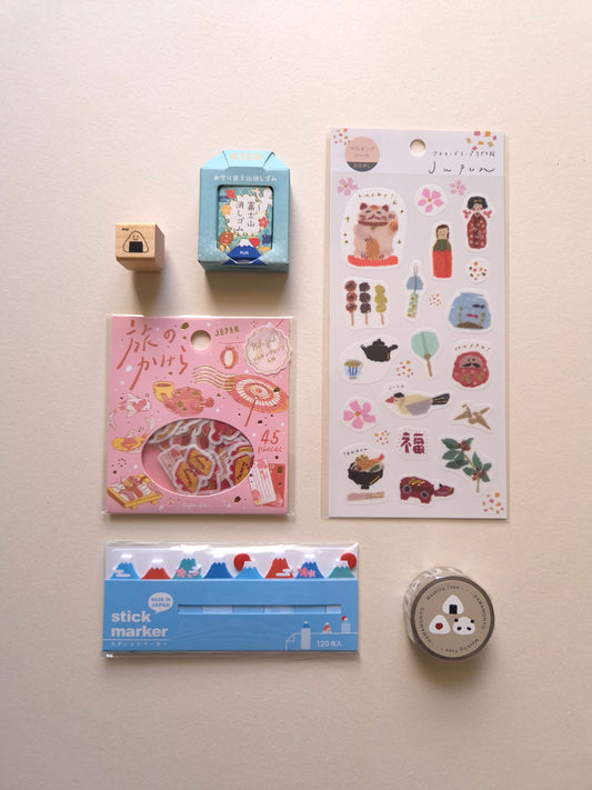 Postcards from Japan Little Treats Edition gift set with six Japanese stationery items