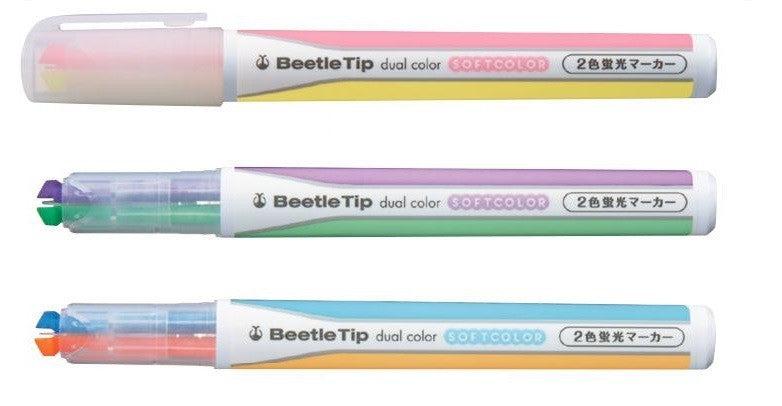 Kokuyo Beetle Tip Dual Color Highlighter – Soft Colors