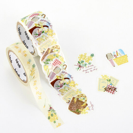 Bande Flowers in My Bag Rapeseed Blossom roll stickers and masking tape unrolled with floral and everyday motifs