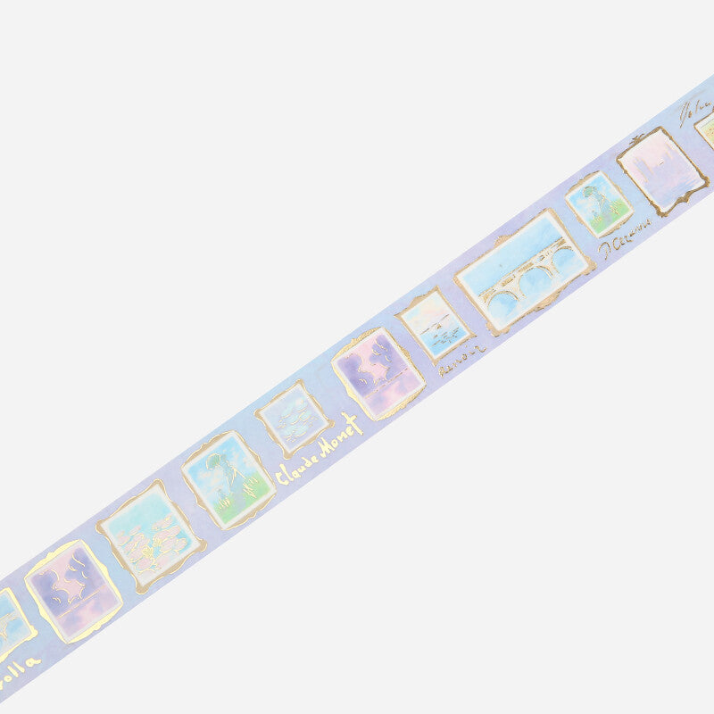BGM Art Tour Impression washi tape shown as a continuous strip of pastel gallery-style artworks
