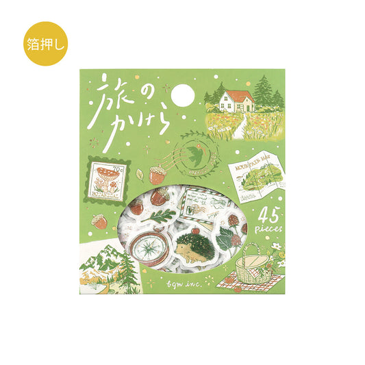 BGM Fragments of a Journey To the Forest foil-stamped flake stickers in green package showing forest travel motifs