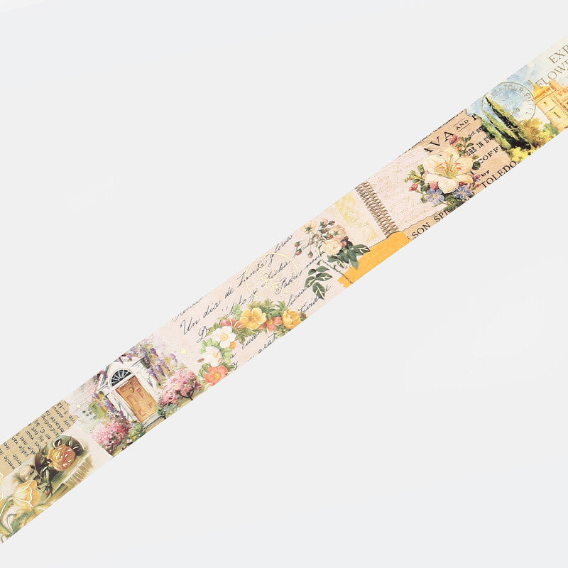 BGM Invitation to Romance Flowers washi tape extended to show the full vintage floral design