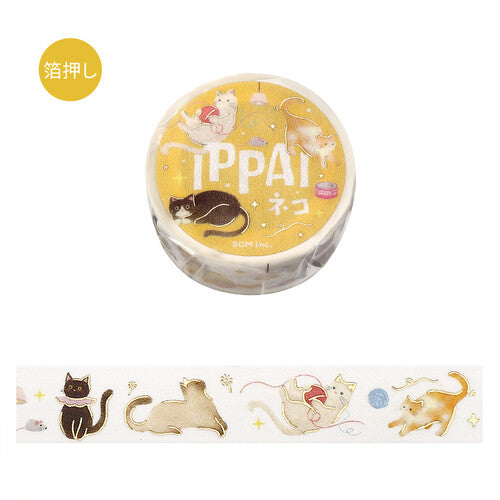 BGM IPPAI Full of Cats Foil-Stamped Masking Tape with colourful cat illustrations