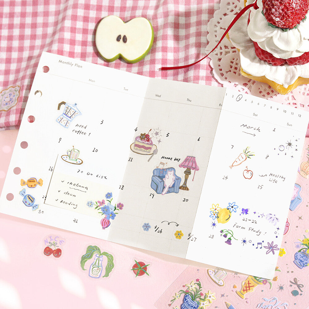 BGM IRIDE Colors of Life stickers used in a planner spread