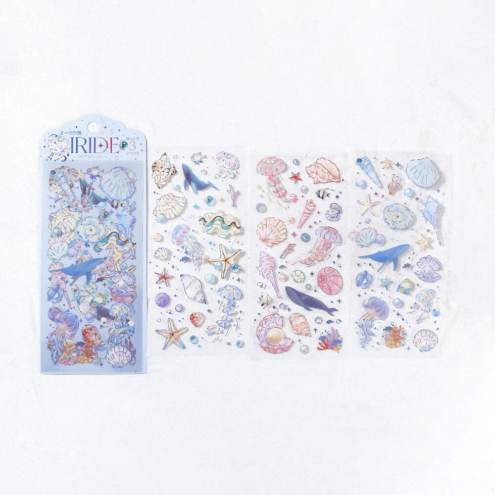 BGM IRIDE Vol.2 Ocean clear sticker set with three ocean-themed sheets