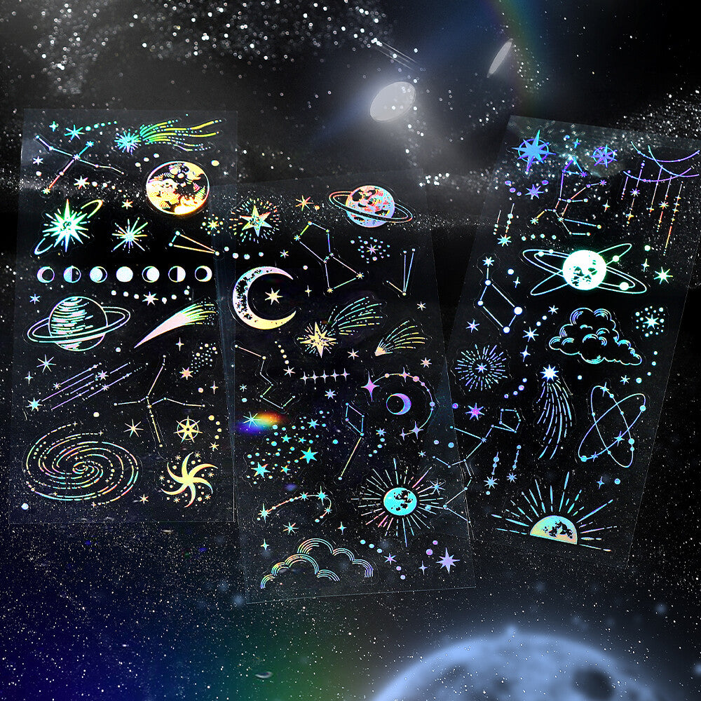Styled view of BGM IRIDE Vol.3 Galaxy clear stickers