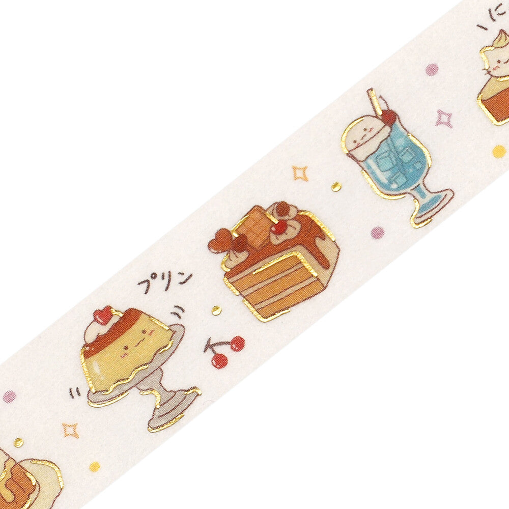 BGM Life Cafe Time Foil-Stamped Washi Tape close-up showing gold foil details