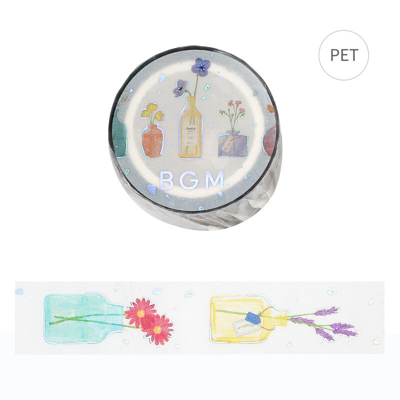 BGM Life Single Flower Vase Clear Tape roll and transparent floral pattern
