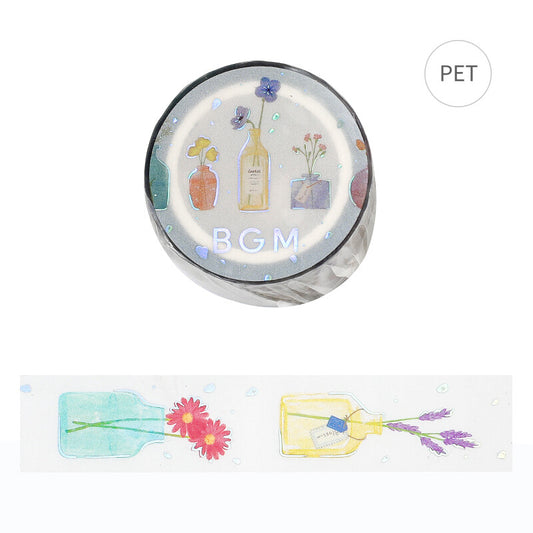 BGM Life Single Flower Vase Clear Tape roll and transparent floral pattern