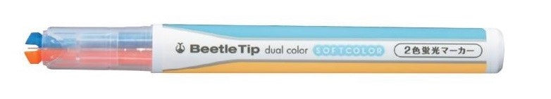 Kokuyo Beetle Tip Dual Color Highlighter in Soft Orange and Soft Blue