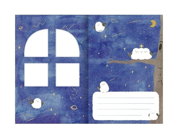Furukawa Shiko Kotori Hoshizora Window Message Card opened to reveal the bird and starry sky scene
