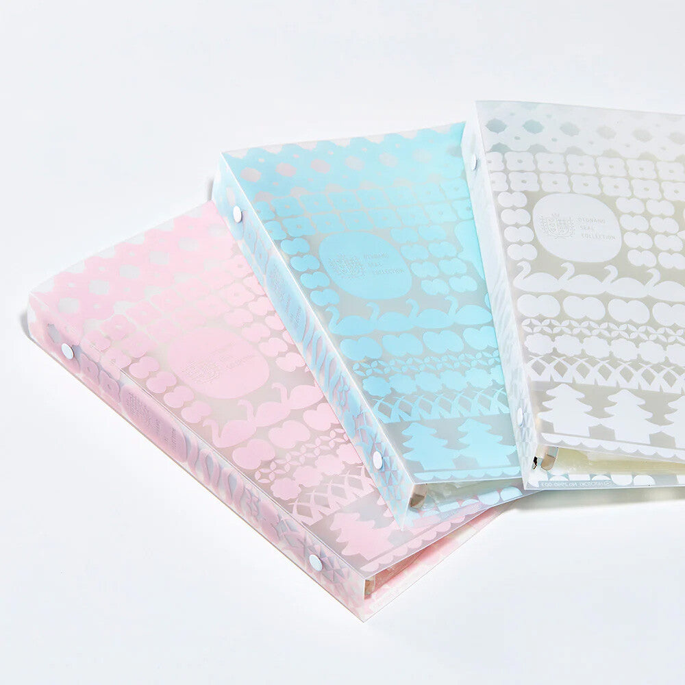 KING JIM Otona Sticker Collection Binder shown in pink blue and white