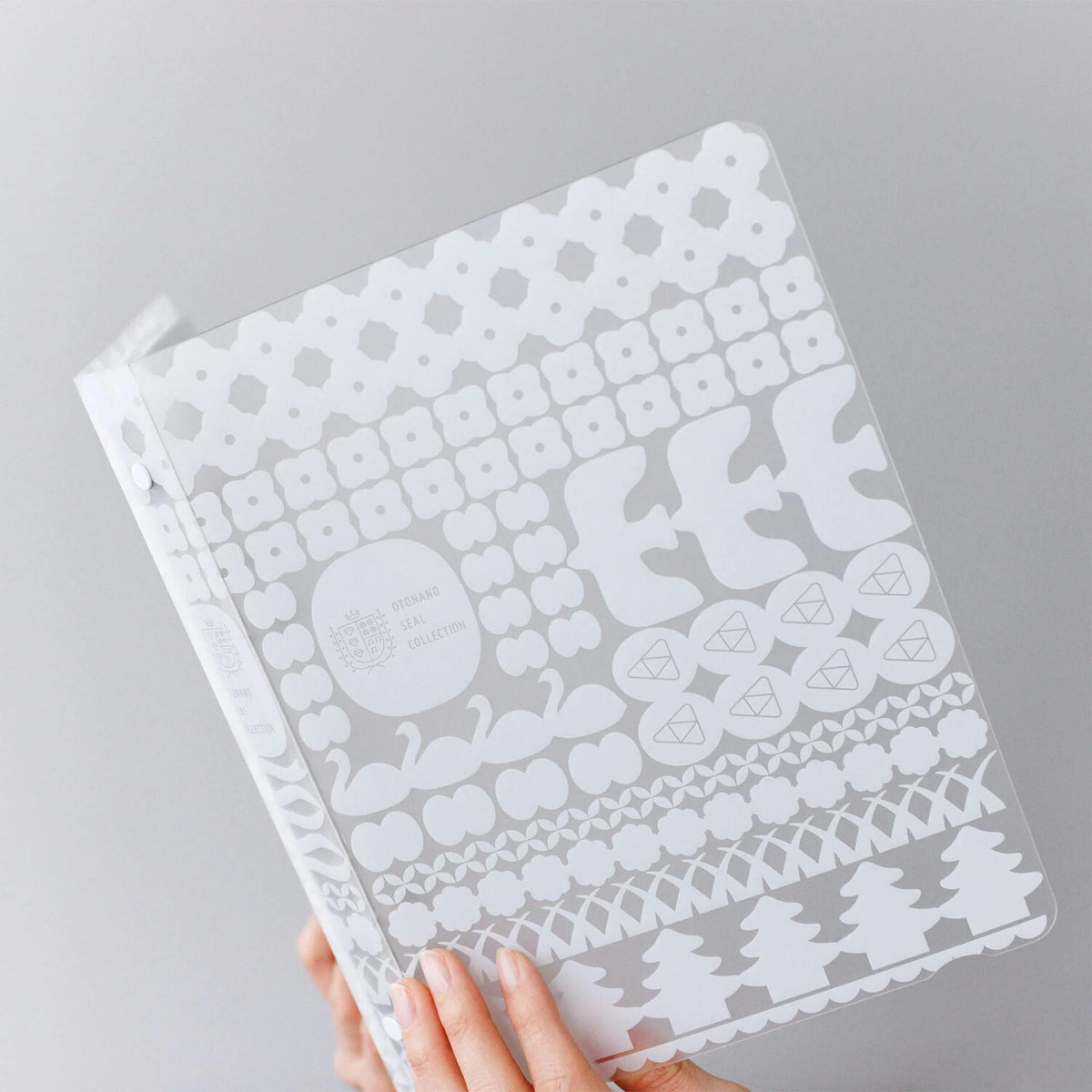 KING JIM Otona Sticker Collection Binder White held upright