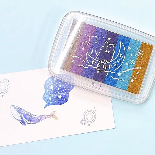 Glitter Pegasus gradation ink pad with stamped example