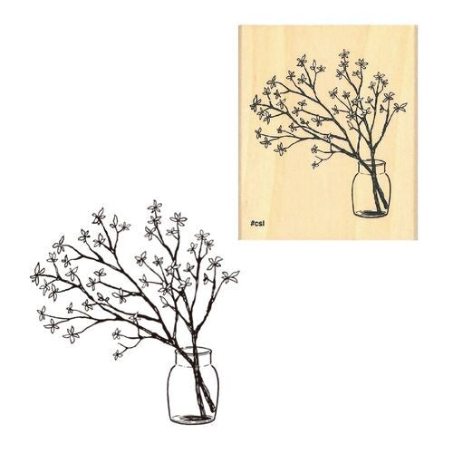 Kodomo No Kao I Love Stamp – Branches & Leaves in Vase rubber stamp