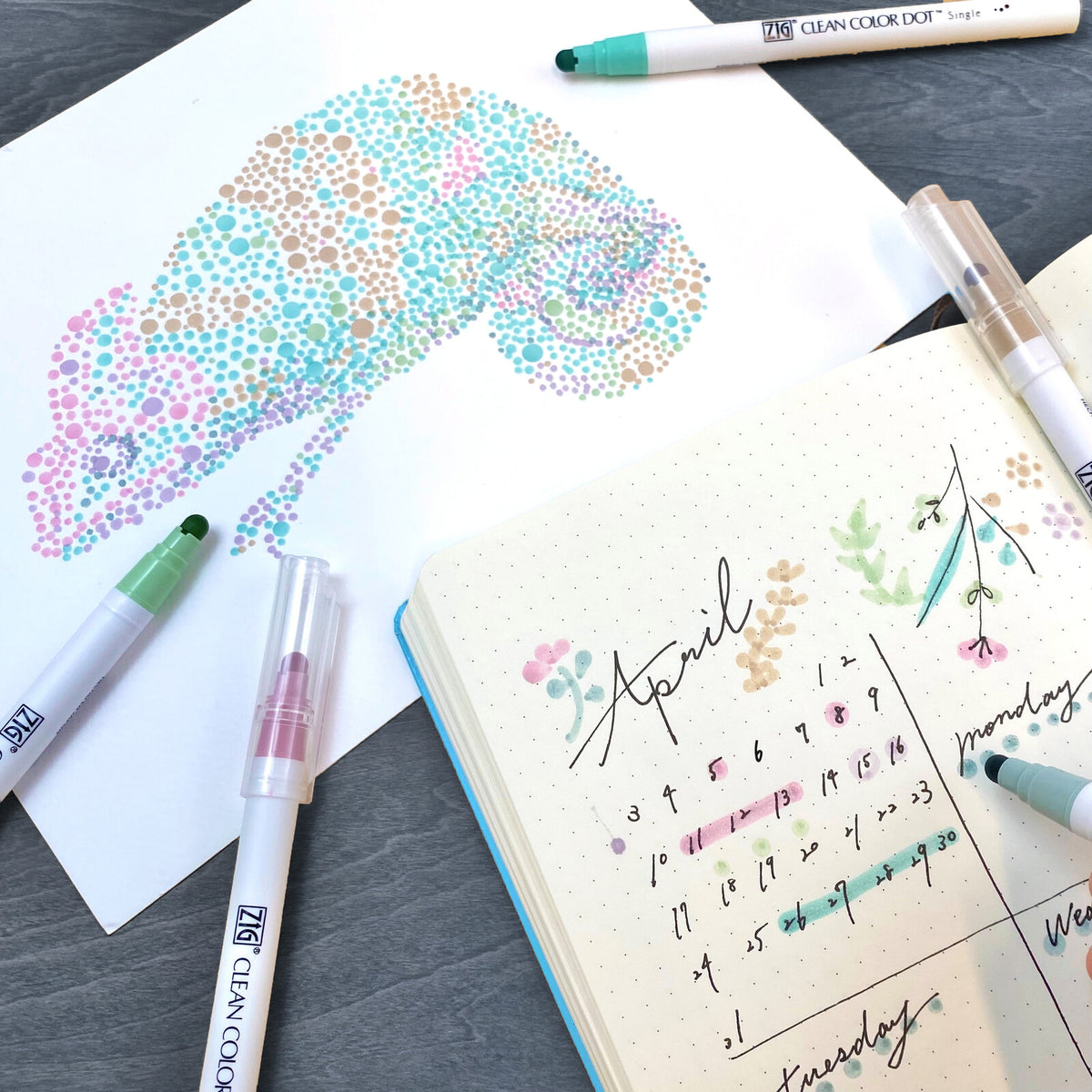 Kuretake ZIG Clean Color Dot Single Mild Smoky Colours used for dot artwork and journalling