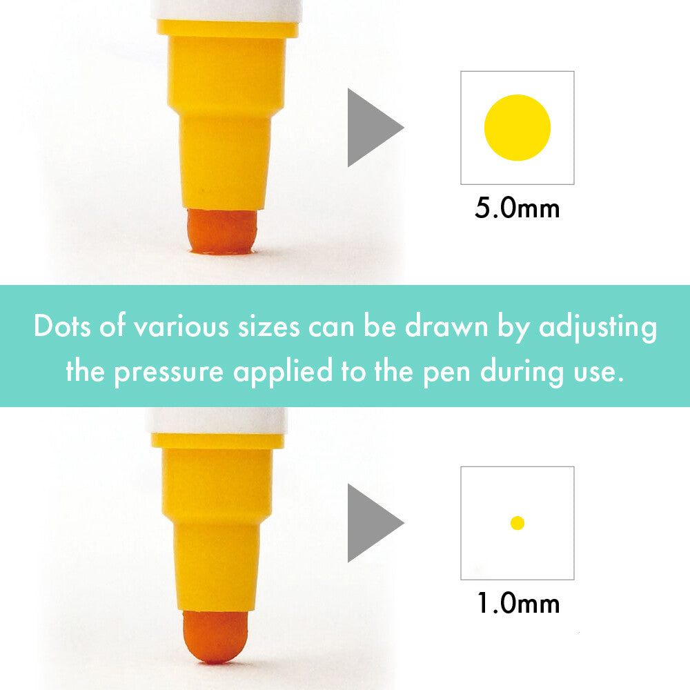 Kuretake ZIG Clean Color Dot Single showing dots from approximately 1 mm to 5 mm