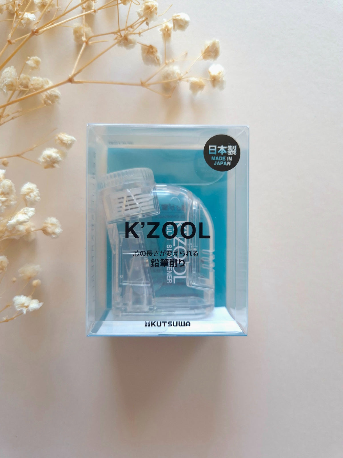 Kutsuwa K’ZOOL 5-Setting Pencil Sharpener in Clear, front packaging