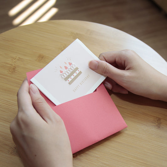 Labclip Mizuhiki Mini Greeting Card Happy Birthday Cake with red envelope