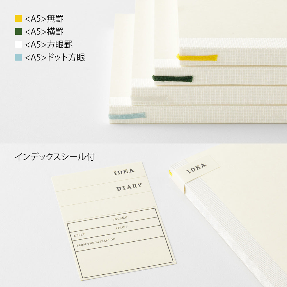 Midori MD Notebook A5 spine colour marks and index stickers