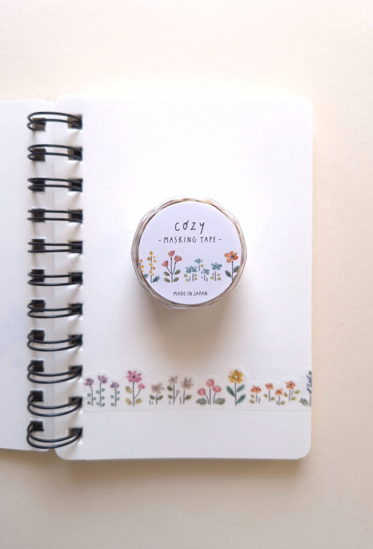 Mind Wave COZY Die-Cut Masking Tape Flower roll with floral border on notebook