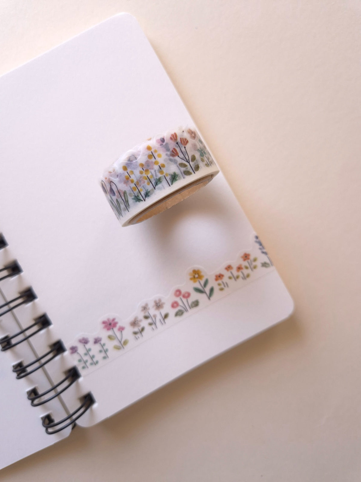 Mind Wave COZY Flower die-cut masking tape roll on notebook