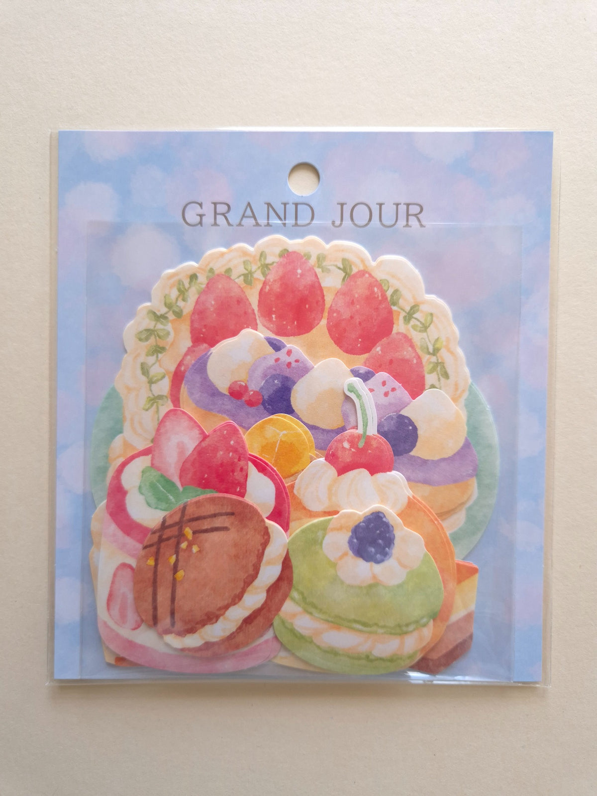 Mind Wave Grand Jour Cake flake stickers in retail packaging with large colourful cake and dessert illustrations
