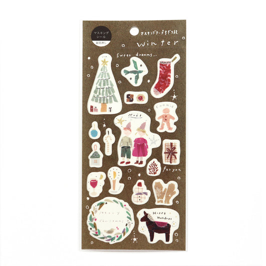 SAIEN × Miki Tamura Winter Masking Stickers full sticker sheet with winter motifs and silver foil details