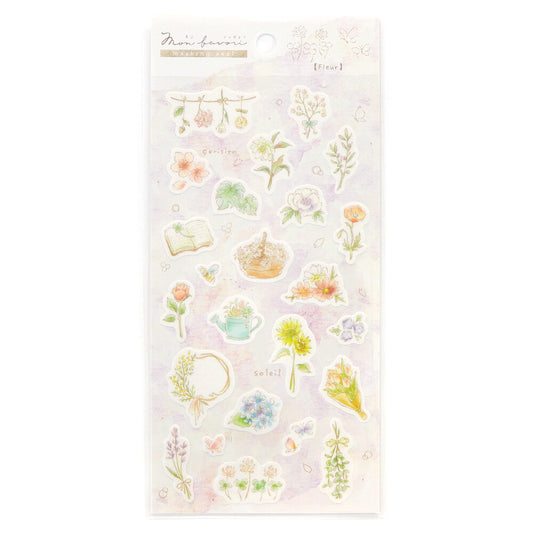 SAIEN Mon Favori Masking Stickers – Fleur full sticker sheet with delicate floral illustrations