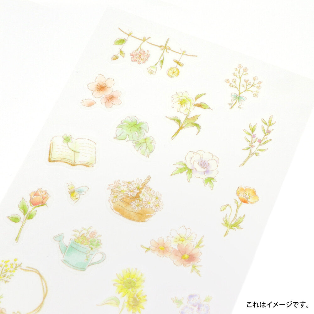 SAIEN Mon Favori Fleur masking stickers close-up showing translucent washi flower motifs