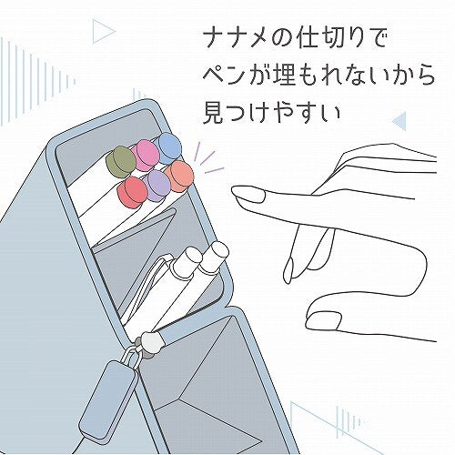 Sonic Kakusta Portable Pen Holder diagram showing the 60 degree pen divider for easy access