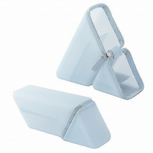 Sonic Kakusta Portable Pen Holder Sheer Silicone Type in Blue, shown closed and standing open