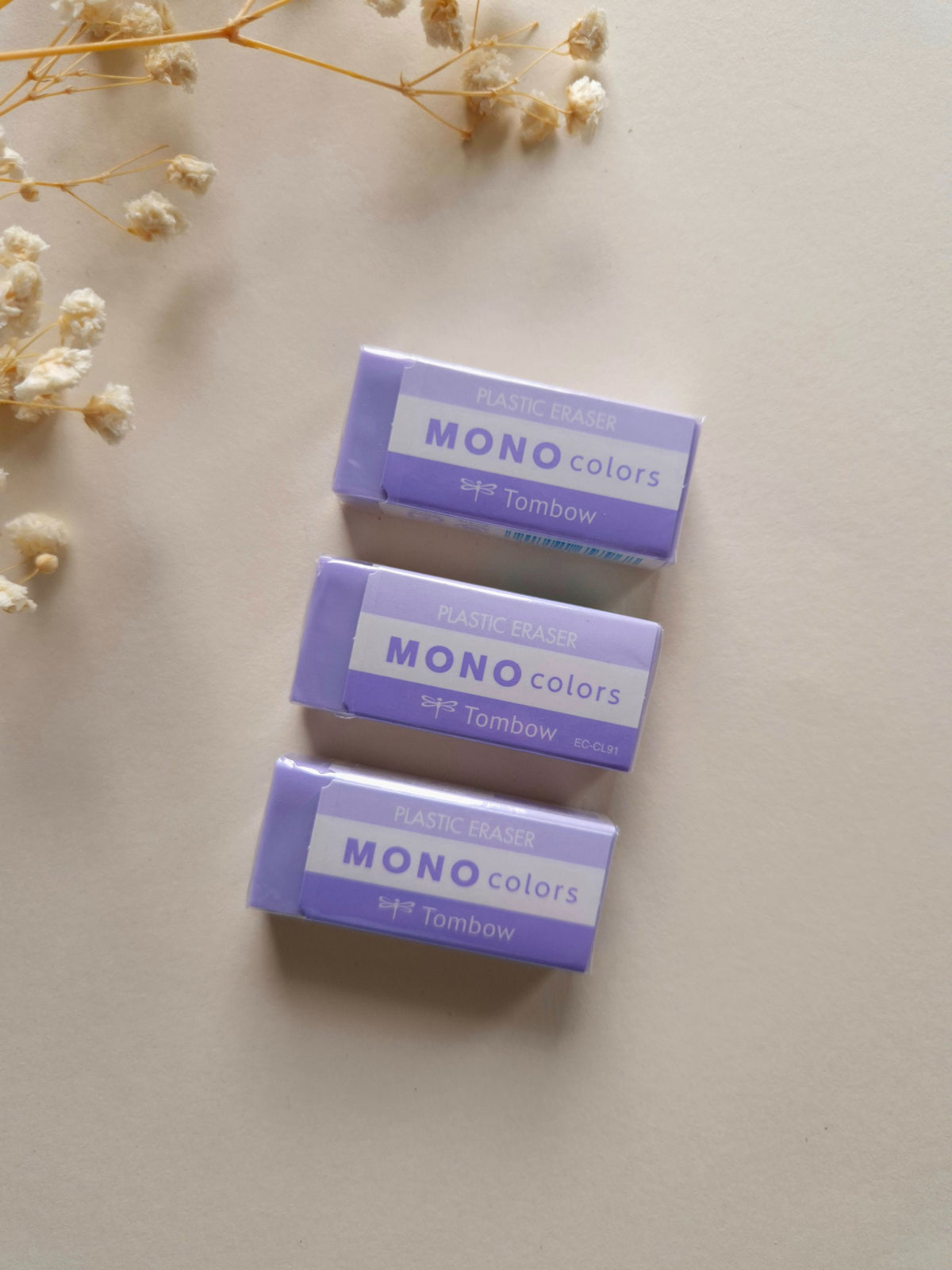 Three Tombow MONO Colors Erasers in Purple