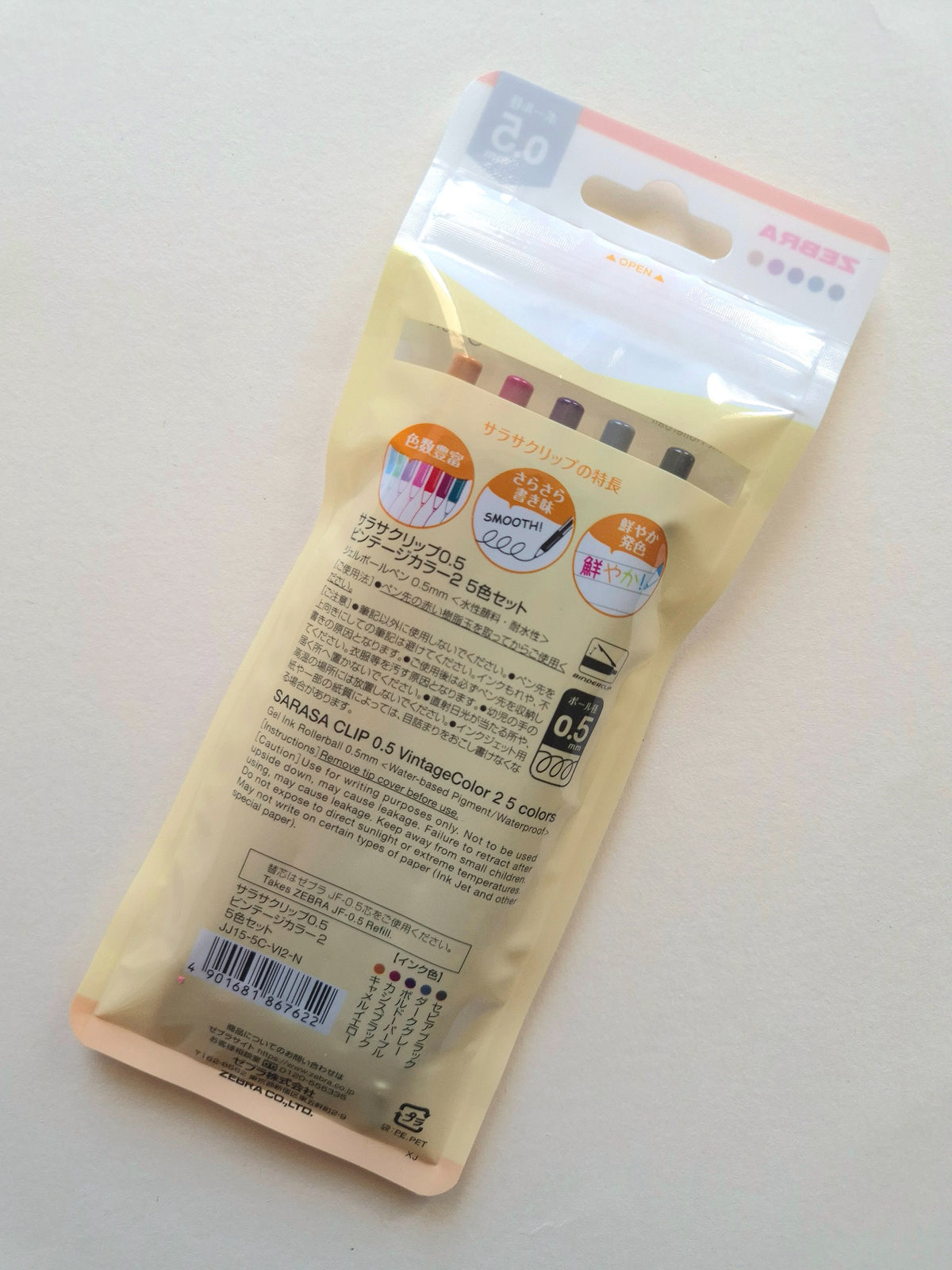 Zebra Sarasa Clip 0.5 Vintage Colour 2 – back packaging